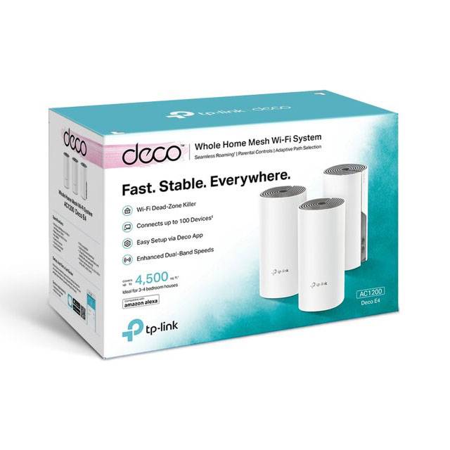 راوتر TP-Link Deco E4 AC1200 WiFi 5 ثنائي النطاق ميش 3 قطع - 1