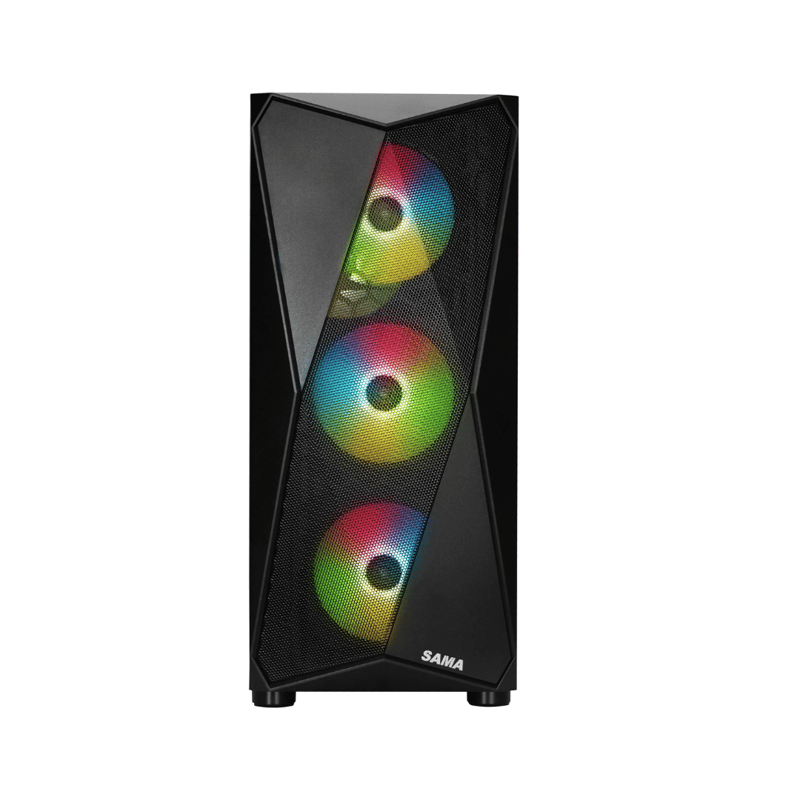 SAMA 3313 Mid-Tower ATX Case Black Tempered Glass with 4 ARGB Fans - 3