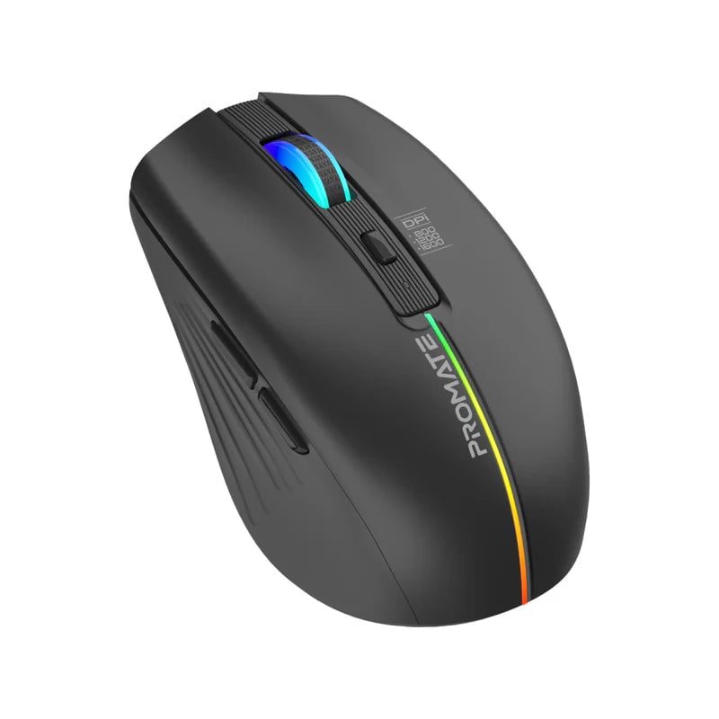 Promate Kitt Wireless Ergonomic Optical Mouse LED Rainbow - 2