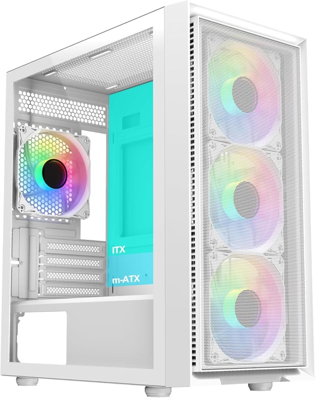 SAMA M-ATX Mini-Tower Case White Tempered Glass - 6