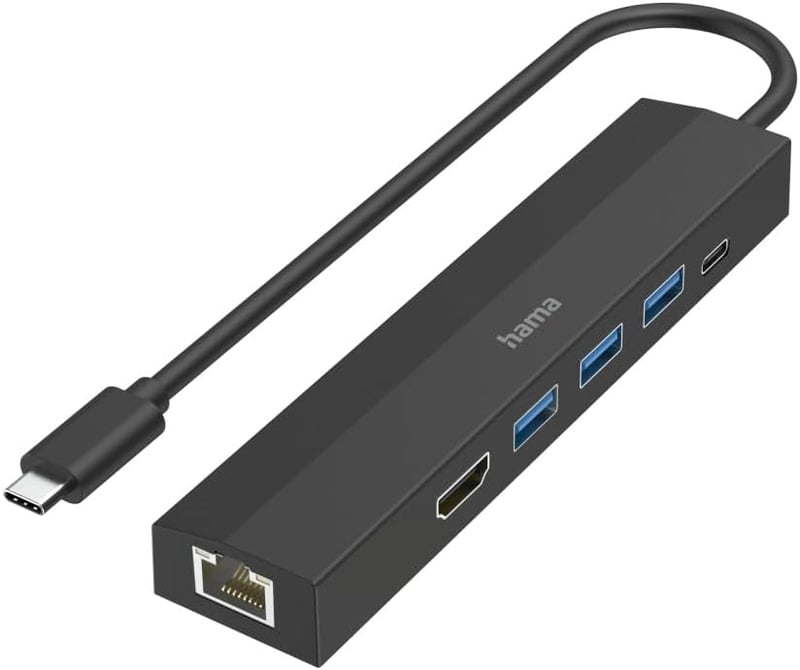 محول Hama 6-Port USB-C Hub بـ 3x USB-A و HDMI 4K و Gigabit Ethernet - 1