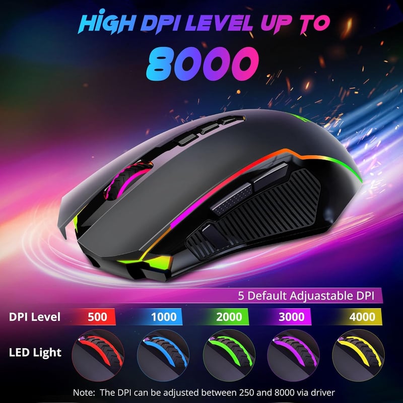 ماوس Redragon Griffin M602-KS 16000 DPI Dual-Mode RGB أسود - 11