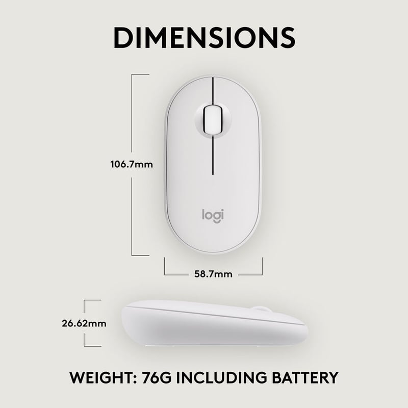 ماوس Logitech Pebble Mouse 2 M350s 4000 DPI لاسلكي رمادي - 6