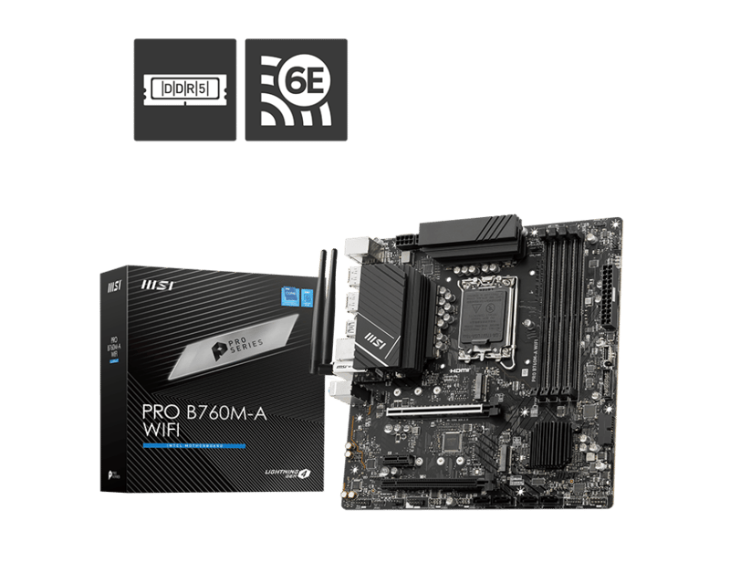MSI PRO B760M-A B760 LGA1700 Micro-ATX Motherboard - 1