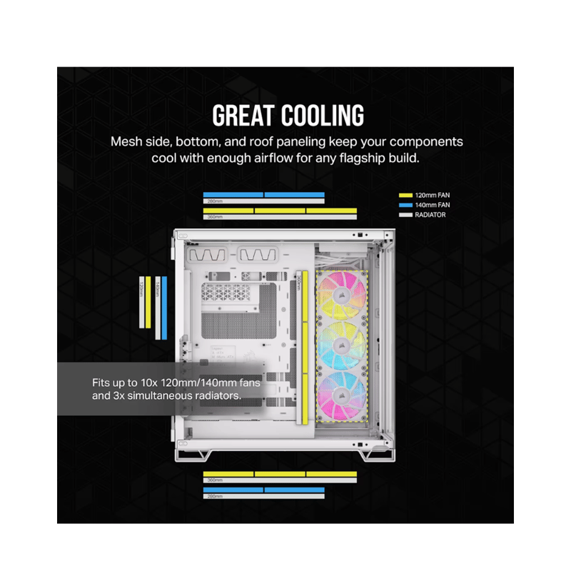 كيس Corsair 6500X Mid-Tower أبيض زجاج مقسى RGB iCUE Link - 4