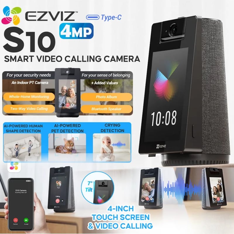 Ezviz S10 2K+ 2560x1440 Indoor WiFi Smart Video Calling Camera White - 5