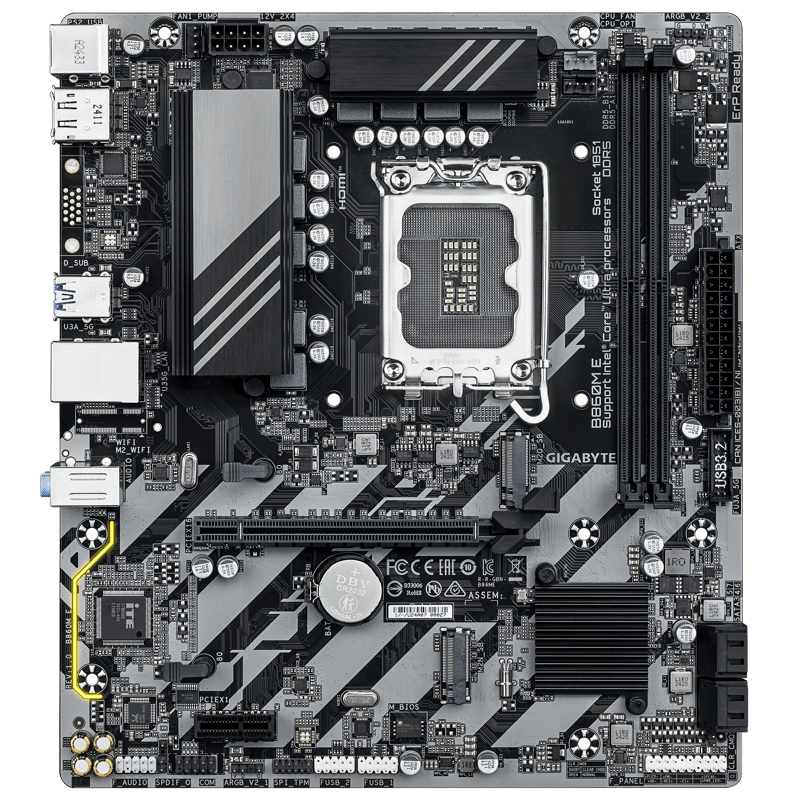 لوحة أم Gigabyte B860M E B860 Micro-ATX LGA1851 DDR5 - 4