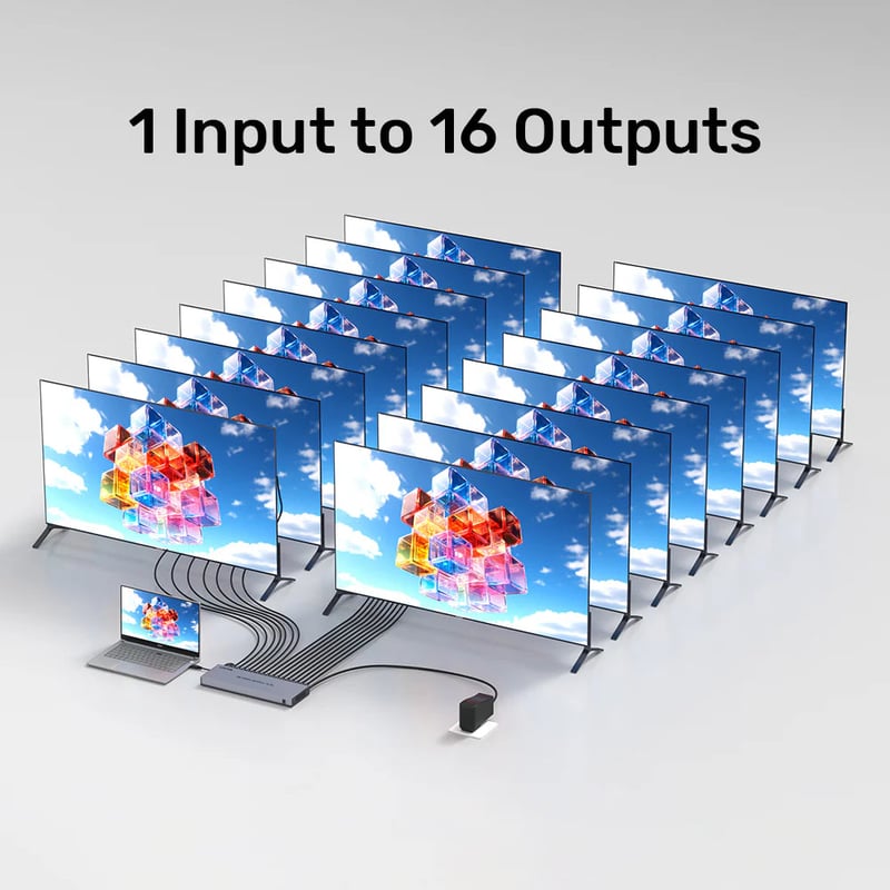 محول UNITEK HDMI Splitter 1 In 16 Out 4K@30Hz HDMI 1.4 رمادي فضائي - 8