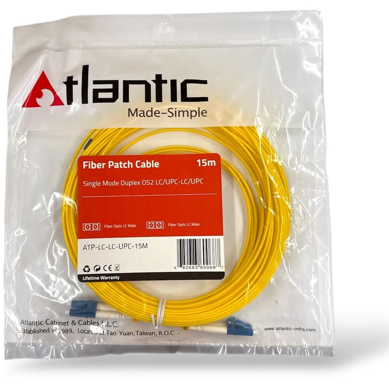 كيبل Atlantic Fiber Patch Cable LC إلى LC 15m Single Mode OS2 Duplex - 3