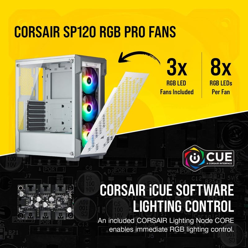 Corsair iCUE 220T RGB Airflow Mid-Tower ATX Case White Tempered Glass - 5