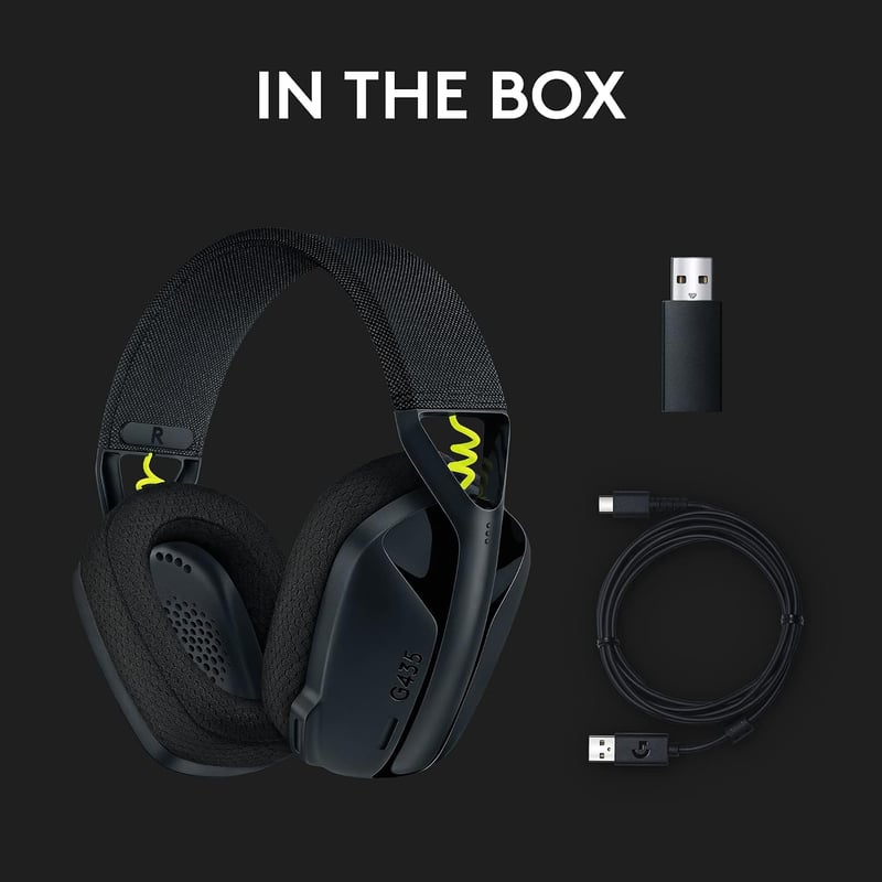 Logitech G435 LIGHTSPEED Wireless Gaming Headset - Black - 10