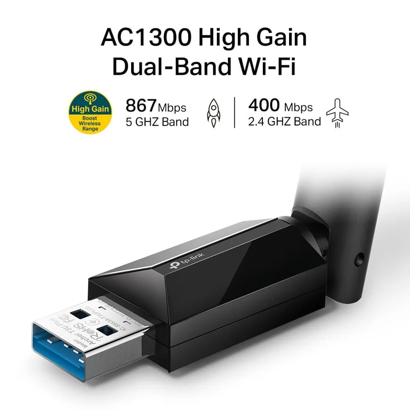 محول USB TP-Link Archer T3U Plus AC1300 WiFi إلى USB-A - 6