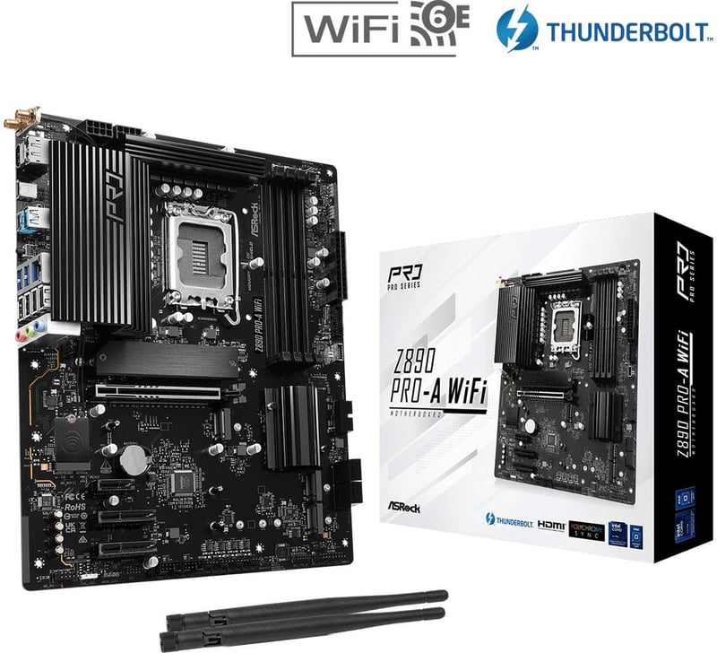 ASRock Z890 Pro-A LGA 1851 ATX Motherboard DDR5 PCIe 5.0 Thunderbolt 4 - 1