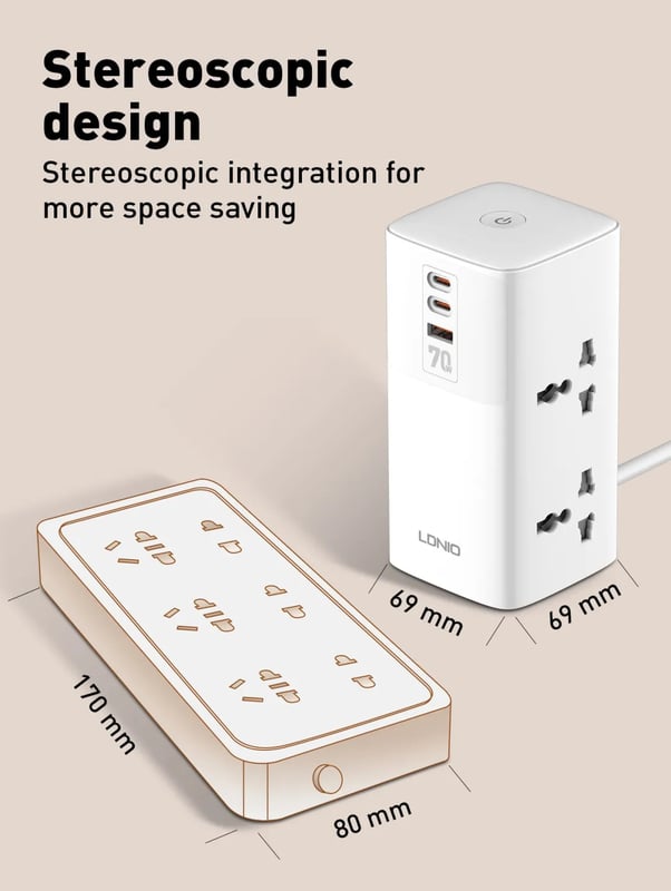 محول LDNIO 70W متعدد الوظائف للمكتب - 8