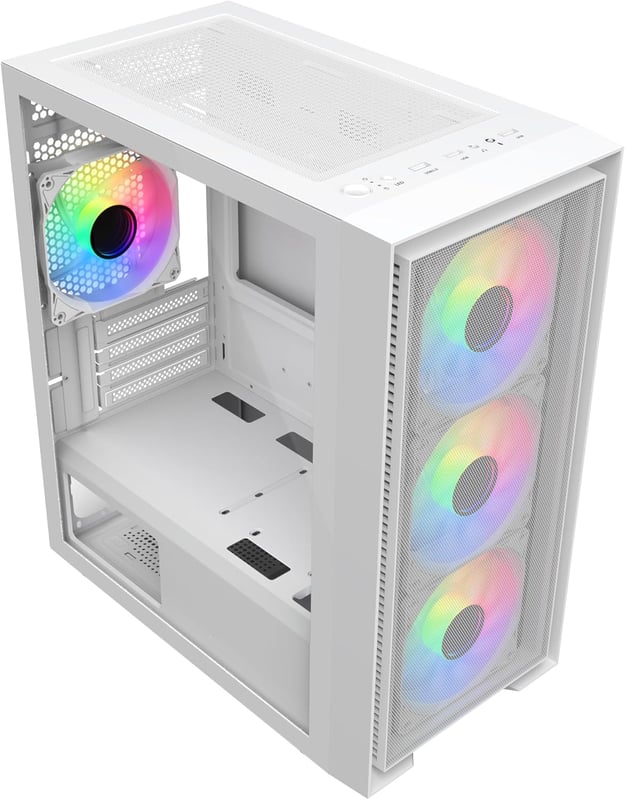 SAMA M-ATX Mini-Tower Case White Tempered Glass - 4