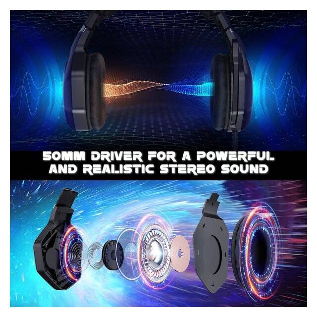 Onikuma K10 Pro Wired Gaming Headset RGB Black - 3