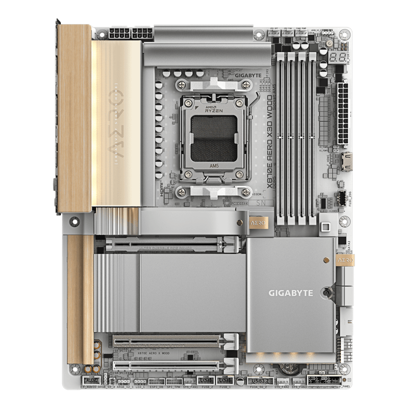 لوحة أم جيجابايت أيرو GIGABYTE X870E AERO X3D WOOD بلمسات خشبية بمقبس AM5 ودعم ذاكرة DDR5 بحجم ATX - 3