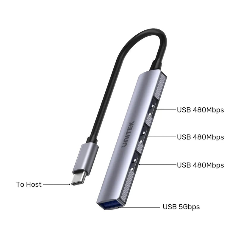 محول USB Unitek H1208B 4-Port USB-C Hub - 3