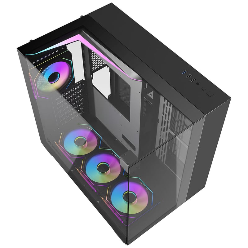 DarkFlash TH285 Mid-Tower ATX Case Black Tempered Glass - 4