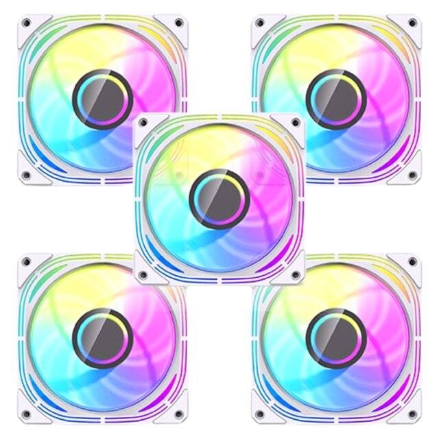 DarkFlash INF 24T 120mm ARGB Case Fan 5-in-1 Pack White - 2
