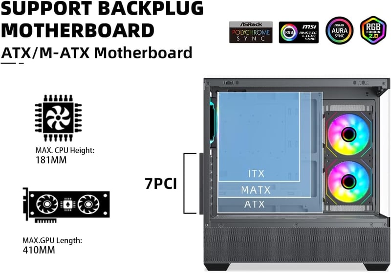 SAMA SV02 Mid-Tower ATX Case Black Tempered Glass - 3