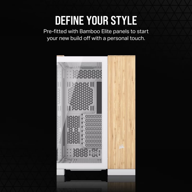 كيس Corsair 6500X Mid-Tower زجاج مقسى RGB خشب الخيزران - 3