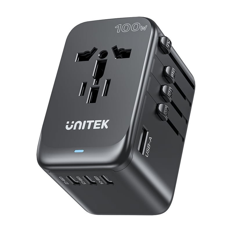 Unitek GaN 100W Universal Travel Adapter Black - 1