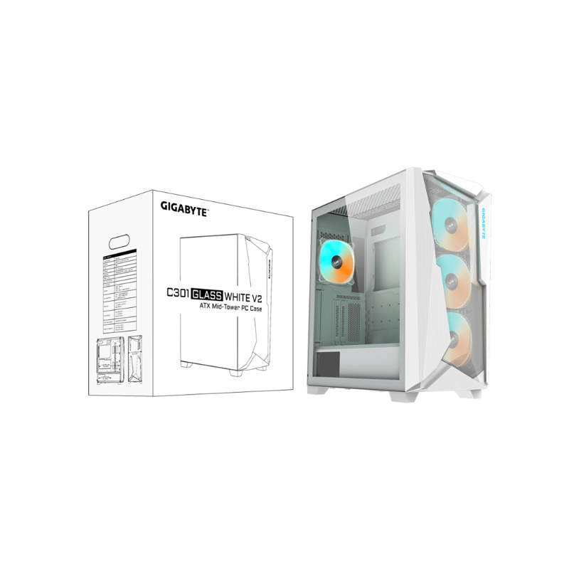 كيس Gigabyte C301GW V2 Mid-Tower ATX أبيض زجاجي - 1