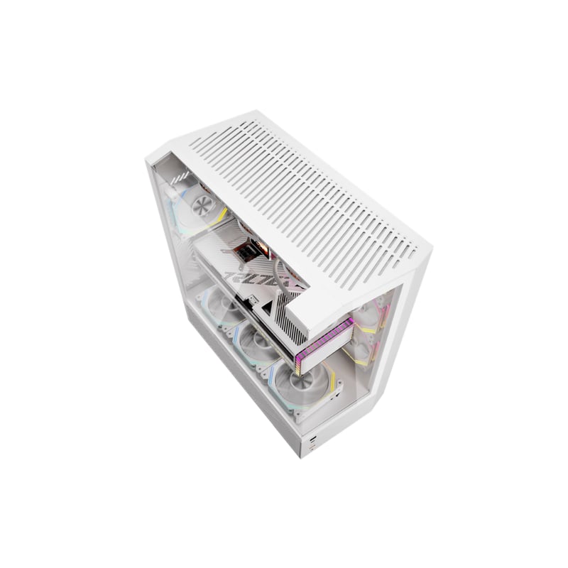 darkFlash DY460 White Dual-Chamber Mid-Tower ATX PC Case (Included 4 ARGB Fans / 3-Sided Panoramic Tempered Glass / Back-Connect Motherboard Support / USB-C 10Gbps) - 4
