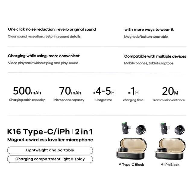 Remax K16 2-in-1 Wireless Microphone for iPhone - 3