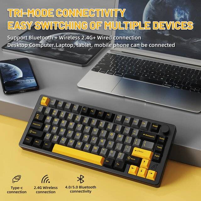 كيبورد Attack Shark X86 75% ميكانيكي Dual-Mode RGB أسود - 4