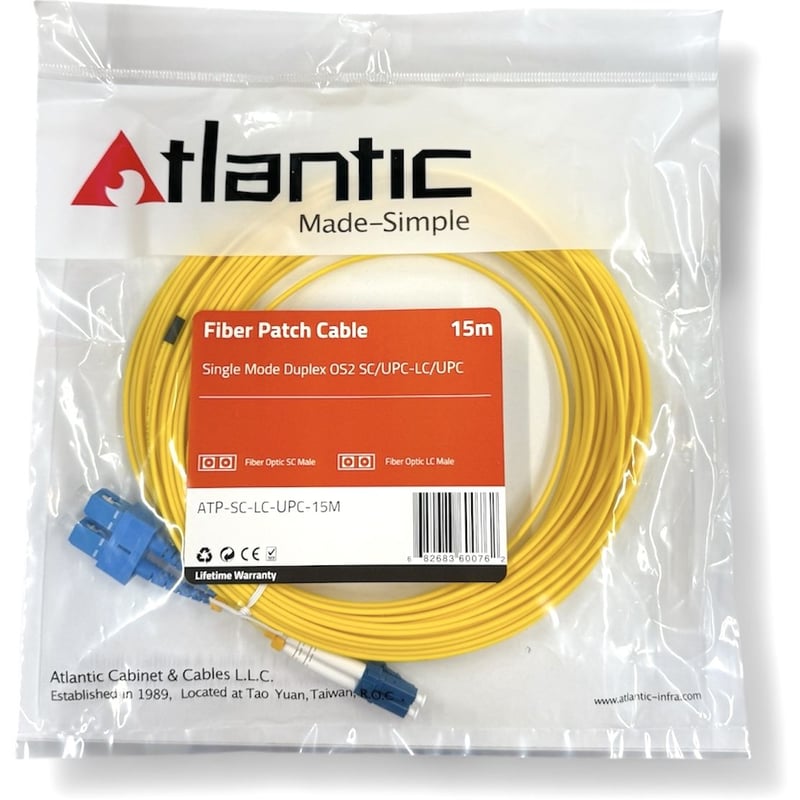 Atlantic Fiber Optic Patch Cord LC-to-LC Single Mode OS2 Duplex 15m - 4