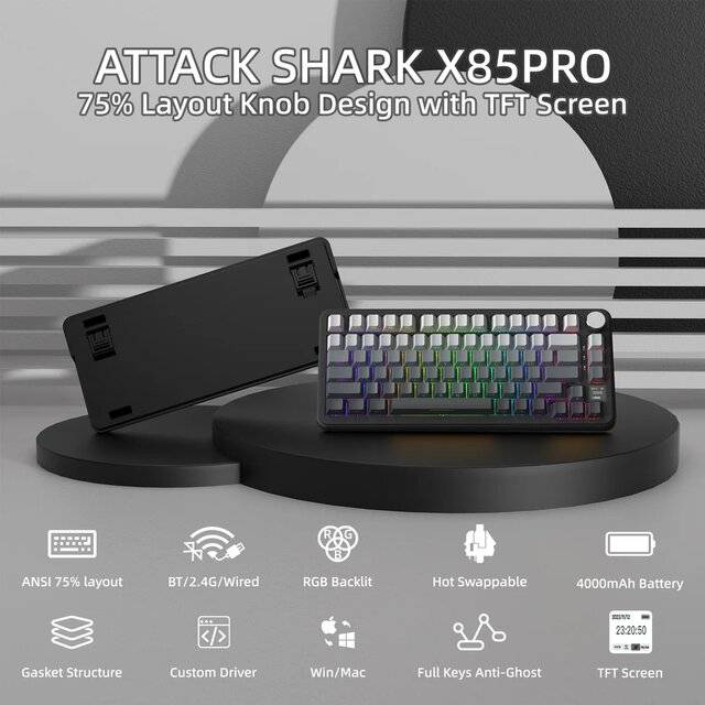 كيبورد Attack Shark X85 Pro 75% Hot-Swappable Dual-Mode RGB - 4