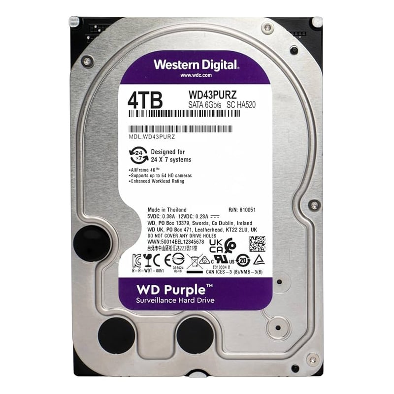 Western Digital Purple 4TB SATA 3.5in Internal HDD - 3