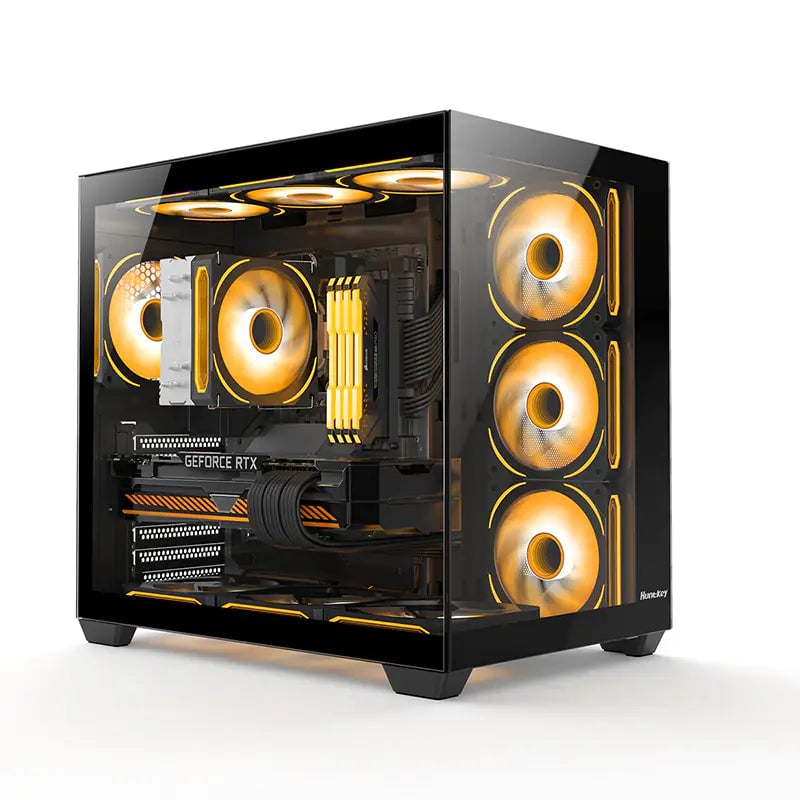كيس Huntkey S980 Tornado Mid-Tower ATX Hs أبيض زجاج مقوى - 7