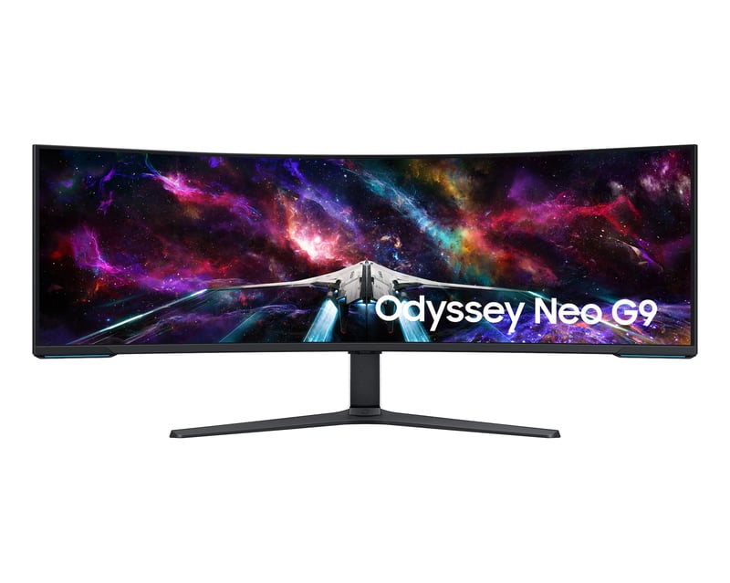 شاشة ألعاب سامسونج أوديسي نيو G9 G95NC منحنية فائقة الاتساع بحجم 57 بوصة (دقة Dual UHD - تقنية Quantum Mini-LED - تردد 240Hz - استجابة 1ms - انحناء 1000R) - 1