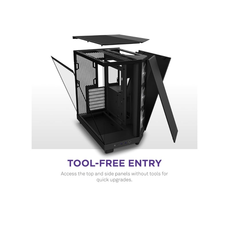 كيس NZXT H6 Flow RGB Compact Dual-Chamber برج متوسط Mini-ITX أسود - 8