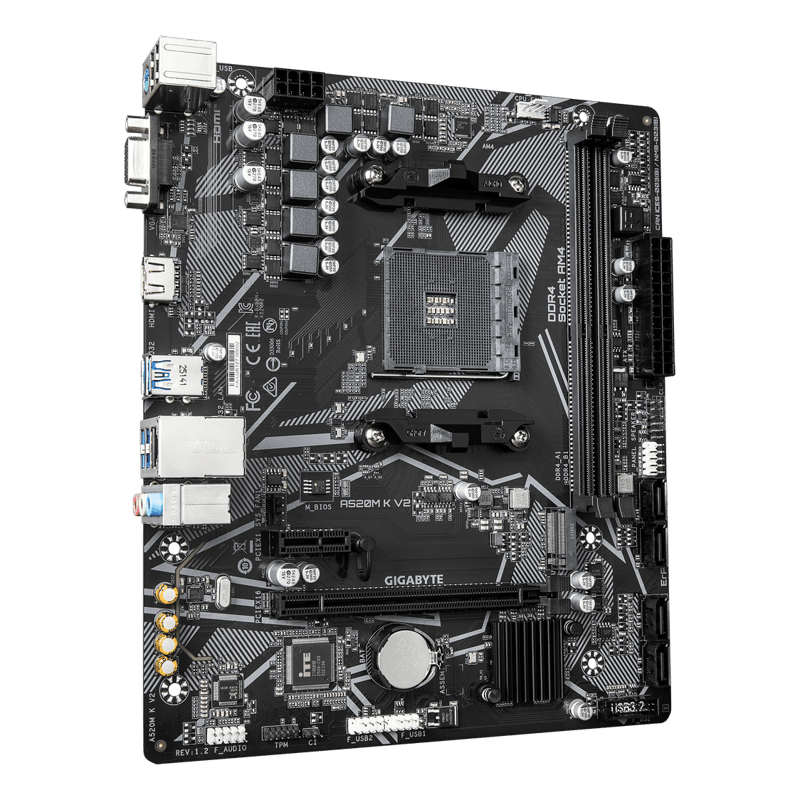 لوحة أم جيجابايت GIGABYTE A520M K V2 بمقبس AMD AM4 ودعم ذاكرة DDR4 بحجم mATX - 4