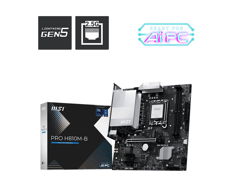 MSI PRO H810M-B LGA 1851 Micro-ATX Motherboard DDR5 PCIe 5.0 2.5G LAN - 1