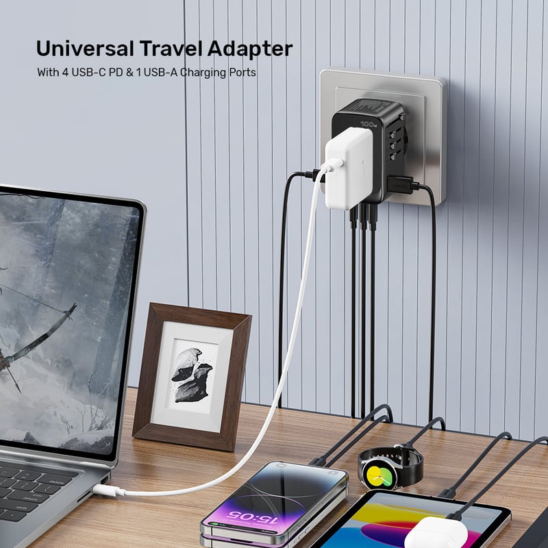Unitek GaN 100W Universal Travel Adapter Black - 4