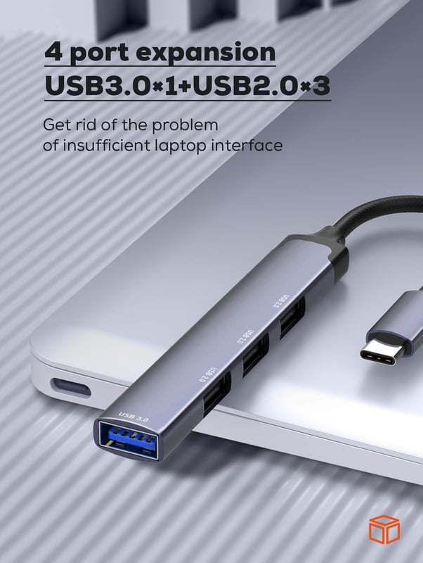 محول USB LDNIO DS-34U 4 في 1 USB-C بـ 1xUSB 3.0 و 3xUSB 2.0 بسرعة 5Gbps - 8