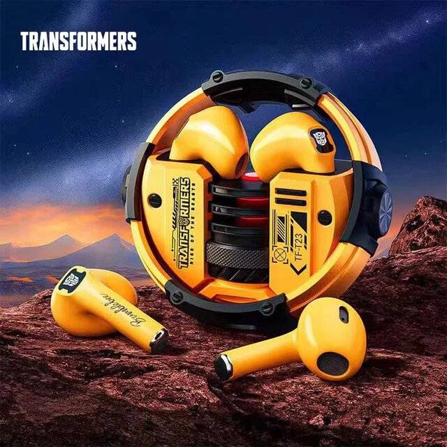 سماعات Transformers TF-T23 بلوتوث لاسلكي مع ميك أصفر - 4