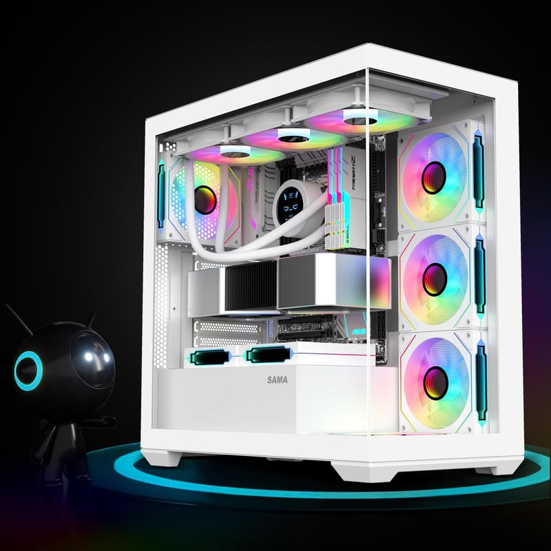 SAMA SV01 Mid-Tower ATX Case White Tempered Glass - 5