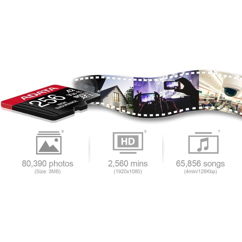 ADATA 256GB microSDXC UHS-I A2 Card with USB-A Adapter - 8