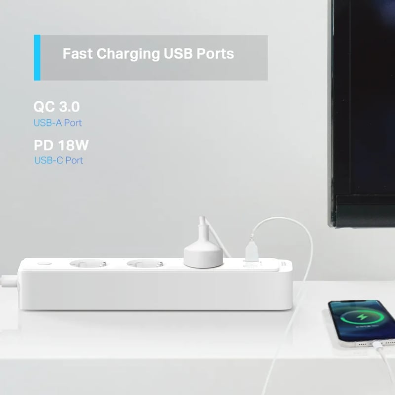 TP-Link Tapo P300 Smart Wi-Fi Power Strip 3-Outlet - 3