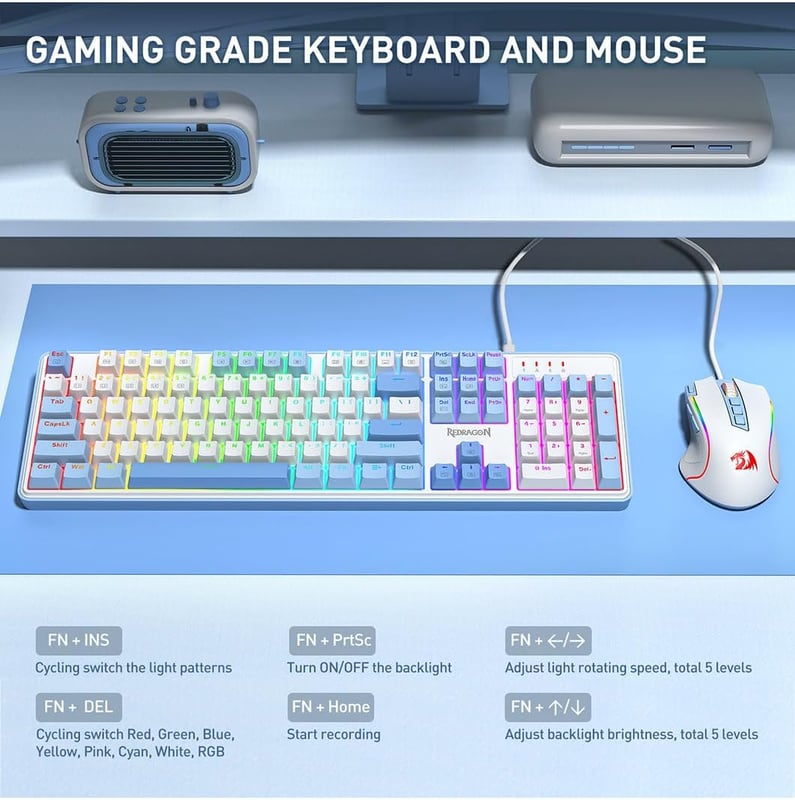 Redragon S139 White Full Size RGB Mechanical Perfect Gaming Combo - 4