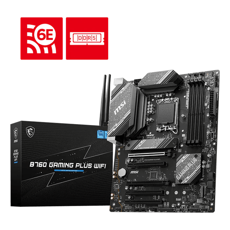 MSI B760 GAMING PLUS WIFI LGA 1700 ATX Motherboard DDR5 PCIe 4.0 Wi-Fi 6E - 1