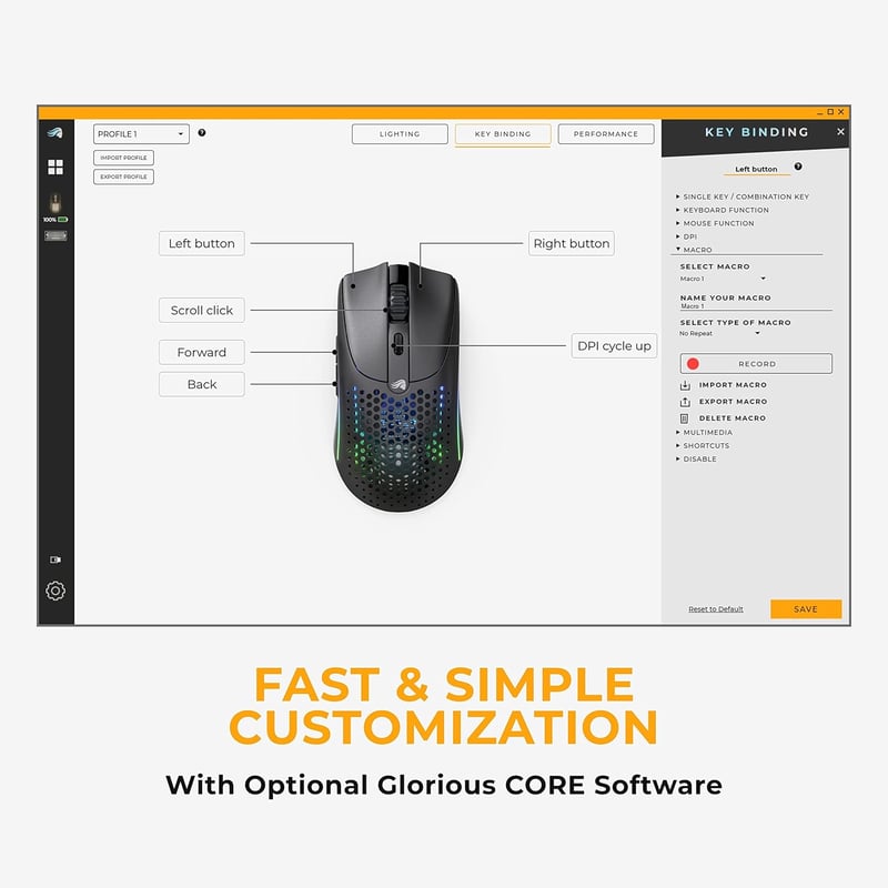 ماوس Glorious Model O 2 Mini 26000 DPI سلكي RGB أسود - 16
