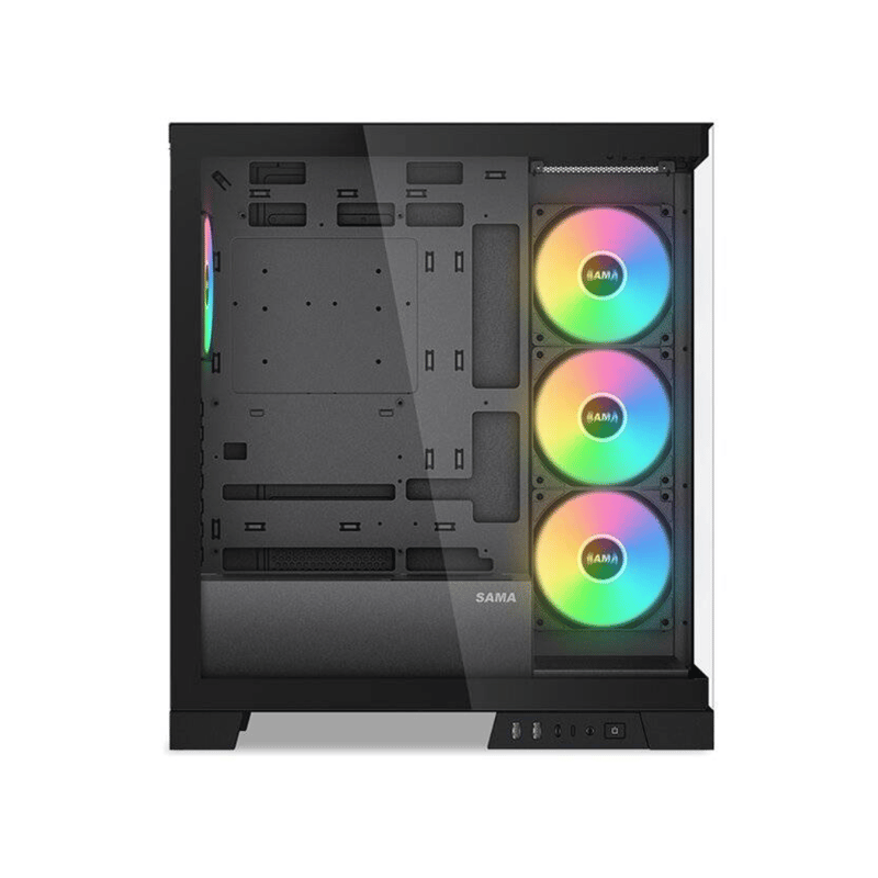 SAMA V50 Mid-Tower ATX Case Black Tempered Glass with 4 ARGB Fans - 3