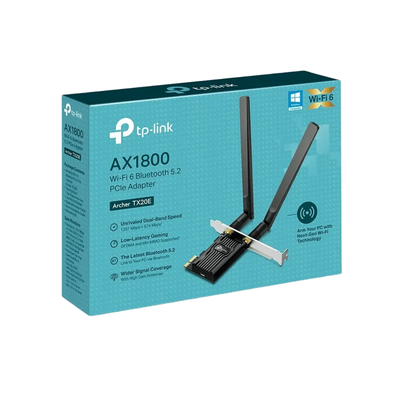 محول TP-Link Archer TX20E AX1800 Wi-Fi 6 Bluetooth 5.2 PCIe - 2